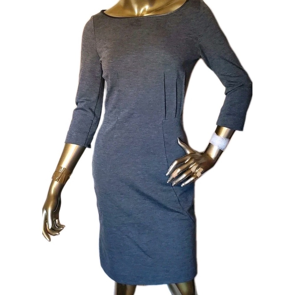 In Wear Pencil Dress Gray 3/4 Sleeve Back Zip, Career Formal Sz 6 US* Runs Small